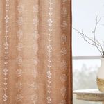 72 Inch Curtains,Sheer Semi Light Filtering Linen Terracotta Rust Boho Grommet Hookless Window Curtain Drapes 72 Inch Length 2 Panels Set