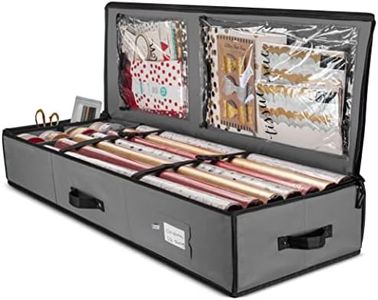 ZOBER Wrapping Paper Storage Containers - 40 Inch Gift Wrapping Organizer Storage W/Interior Pockets - Fits 20 Standard Rolls of Wrapping Paper, Bows, and Ribbons