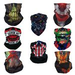 SMEHCF 8 Skull Zombie Headband Bandana Balaclava Half Face Mask Shield Head Hair Scarf Neck Gaiter Hat Multipurpose For WoMen Men Breathable Reusable Washable Red Black