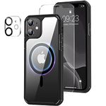 Amizee Magnetic Case Compatible with iPhone 11 Case [Compatible with MagSafe] with Screen Protector and Camera Lens Protector Clear Back Shockproof Protective Phone Case (Black)