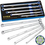 YIYEIE 5-Piece Extra Long Box End Wrench Set, Metric 8mm-19mm, 6 Point Extended Bolt Extractor Wrench, CR-V Labor-Saving Aviation Spanner with EVA Foam Y0013