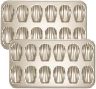 Shinsin Madeleine Pans Set of 2, Nonstick 12-Cavity Madeleines Mold Cookie Tray for Baking, Heavy Duty Warp Resistant Cute Shell Shape Madeleine Mold Cake Pan-Gold