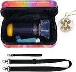 MGZNMTY Travel Carrying Case for Asthma Inhaler, Inhaler Spacer for Kids and Adults, Masks, Inhaler Holder Bag with Shoulder Crossbody Rope and Mesh Pocket for Medicine (Only Case) (Iridescent)