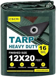 16Mil Finished Size 12x20 Tarps Heavy Duty Waterproof, Large Outdoor Multipurpose Protective Cover (Green/Brown)