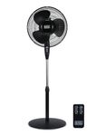 BLACK+DECKER 16-Inch Stand Fan with Pedestal Base, Height Adjustable Pedestal Fan with Remote and Touch Control Panel, Free Standing Fan with 90-Degree Oscillating and 3-Speed Settings, Black