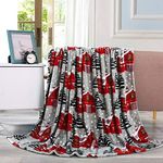 Elegant Comfort Velvet Touch Ultra Plush Christmas Holiday Printed Fleece Throw/Blanket-50 x 60inch, (Snowy Barn), 50 x 60 inch