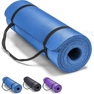 SKY-TOUCH Yoga Mat Non Slip, Yoga Mat with Strap Included 10mm Thick Exercise Mat Ideal for HiiT, Pilates, Yoga and Many Other Home Workouts (Blue)