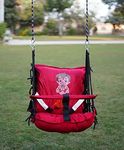 Baby Swing/Jhula for Kids/Swing for Kids/Jhula for Baby Swing Hanging Indoor & Outdoor/Ideal for 1-5 Years with Safety Belt/Durable & Portable Baby Swing for Kids for Home/Jhula for Babies-Red