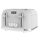 Breville Curve Kettle & Toaster Set with 4 Slice Toaster & Electric Kettle | 3 KW Fast Boil | White & Chrome