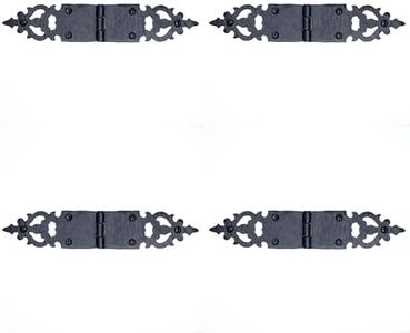 4 Pack 8 Inch Black Wrought Iron Hinges - Decorative Wrought Iron Door Hinges – Rustic Iron Hinges for Farmhouse Shutters, Chests, Barn Doors, Shutter and Gates – The Castile Series