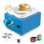 Mini Electric Pottery Wheel, Couleeur 2000RPM & 10/6.5cm Plates Turntable Pottery Machine, Adjustable Speed Pottery Wheel with Shaping Tools for Pottery DIY Shops, Pottery Teaching(Blue)