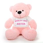 Hug'n'Feel® Soft Toys Big Teddy Bear Wearing World's Best Sister T-Shirt 5 feet Pink_T Shirt_World's Best Sister Plush & Stuffed Toys