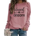 MLZHAN Women Blessed Grandma Sweatshirts Arrow Graphic Streetwear Hoodie Crewneck Long Sleeve Sweatshirt Tops (Rose Gold,M,Medium)