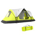 Outsunny 2 Bedroom Camping Tent for 6-8 Person, Large Family Tent with 2000mm Waterproof Rainfly and Screen Panels, Portable with Bag, for Fishing Hiking Festival, Green