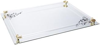 American Atelier Mirror Vanity Tray with Black Scrolls & Gold Accents-12x16 Inches