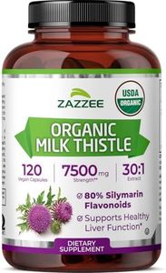 Zazzee USDA Organic Milk Thistle 30:1 Extract, 7500 mg Strength, 120 Vegan Capsules, 80% Silymarin Flavonoids, Standardized and Concentrated 30X Extract, 100% Vegetarian, All-Natural and Non-GMO