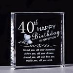 40th birthday gifts women men friends female funny 1983, Engraved Crystal Behind You All Memories Before You All Your Dream Present, Happy 40th year old birthday gifts ideas for women him her wife