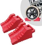 ROBLOCK Rubber Wheel Chocks Block with Handle Wheelchair Chock with Handle Grip Bottom - 2 Pack Red