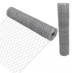 Feizeisun Chicken Wire, 40cm x 10m Chicken Wire Mesh Roll, Galvanized Hexagonal Poultry Netting Wire Mesh Animal Fencing