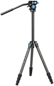 SIRUI ST-124+VA-5 Carbon Fiber Tripod with Fluid Video Head, Triangular Centre Column, Waterproof,4 Sections, 62.2inch, Load 6.61lbs