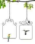 Hummingbird Swings and Perches Metal Frame, 2 Pack Wild Bird Swing Outdoor Bird Perch with Wooden Dowel and 2 Hanging Chain for Hanging Indoor, Outdoor, Trunk, Lawn, Patio, Garden (Black)