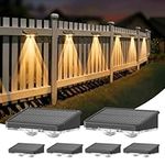 DANCINGBOAR 6 Pack Solar Fence Lights Outdoor Garden, Solar Wall Lights Waterproof IP65 with Warm White & 6 Colored & RGB Color Changing for Patios-Yard Decoration