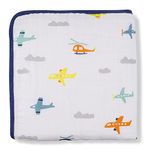 ADDISON BELLE 100% Muslin Cotton Everything Blanket - Oversized 47 inches x 47 inches - Premium 4 Layer Muslin Baby Boy Blanket/Dream Blanket (Airplanes)