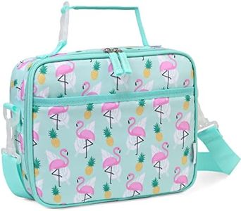 Lunch Box Bag for Kids,VASCHY Reusable Insulated Lunch Box Containers Coolers for Toddler Boys and Girls with Detachable Shoulder Strap for Daycare School Flamingo