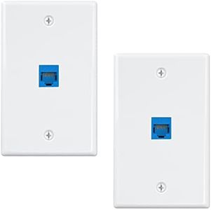 Iwillink (2-Pack) Ethernet Wall Plate, 1-Port Keystone Jack Wall Plate with RJ45 Keystone Inline Coupler insert, Female to Female Cat6 Keystone Jack Wall Plate, Blue
