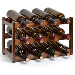 IWNTWY Wine Rack, 12 Bottle Freestanding Floor Cabinet Wine Bottle Holder, Countertop Wine Holder Wine Storage Shelf for Kitchen Dining Room Bar (3 Tier, Brown)