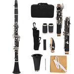 17 Key Clarinet Set Wood Bb Beginner Clarinet Musical Instrument with Cleaning Cloth Reed Screwdriver and Box(black)