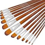 DUGATO Artist Filbert Paint Brushes Set 13pcs, Soft Anti-Shedding Nylon Hair Wood Long Handle for Acrylic Oil Watercolor Gouache Paint by Numbers (13pcs)