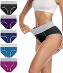 wirarpa Ladies Cotton Knickers High Waisted Underwear Full Coverage Briefs Comfy Panties for Women 5 Pack M