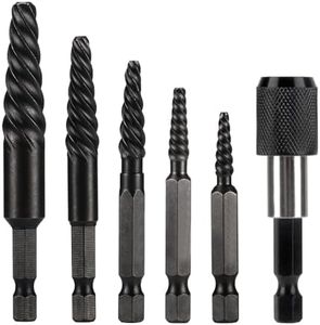 NORTOOLS 6 PCS Broken stud extractor kit Damaged Screw Extractor Set with 1/4 Quick Change Arbors Tool Kit Fine Thread Bad Screw Stud Remover