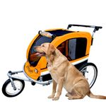 Large Pet Dog Stroller and Bike Bicycle Trailer with Suspension/shocks Orange