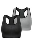 TOBWIZU Racerback Sports Bra for Women Pack Seamless Wirefree Padded Cute Sports Bra for Yoga Gym Fitness