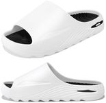 HMLHML Men's Athletic Sandals Soft-tech Sports Recovery Slide Basketball Outdoor Slipper with Arch Support Plantar Fasciitis Relief - White Black