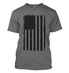 Distressed Black USA Flag - United States Men's T-Shirt, Charcoal, Large