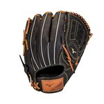 Mizuno boys 12" Ball Glove, Black/Brown Arched Tartan Web, 1200 US