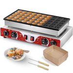 Moongiantgo Mini Dutch Pancake Maker 50PCS, Commercial Non-stick Pancake Baker Machine 50-300℃ Temp and 0-5 Time Control Electric Muffin Maker Stainless Steel for Restaurants, 110V (Red)