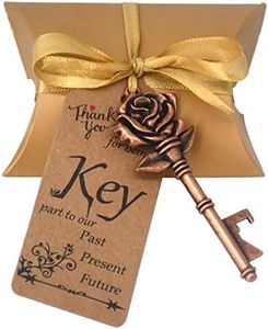 Makhry 50pcs Wedding Favors Key Bottle Openers with Escort Tag Cards and Ribbon Thank You Gifts Tags for Guests Rustic Wedding Decorations (Copper)