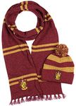 bioworld Harry Potter Hogwarts Houses Knit Gryffindor Scarf & Pom Beanie Set (Gyffindor)