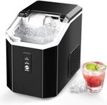 Nugget Ice Maker,Ice Maker Countertop,Self Cleaning Ice Machine 9 Chewable Pebble Cubes 6 Minutes Portable Machine Glace Black with Ice Bag, Ice Spoon, Ice Basket