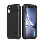 Lanhiem iPhone XR Case, Heavy Duty Shockproof Tough Armour Metal Case with Built-in Screen Protector, 360 Full Body Protective Cover for iPhone XR (2018) 6.1 Inch, Dust Proof Design -Black