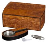 Visol Products VHUD90 "Exec" Matte Walnut Cigar Humidor Gift Set with Cutter and Ashtray