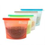 Hot Homey Reusable Silicone Food Storage Bag, 4 Pack Food Preservation Bag, Airtight Seal Food Storage Container, Eco-Friendly Versatile Cooking Bag for Storing Fruit Veggies Meat Milk Snack Sandwich