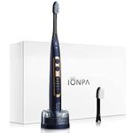 IONICKISS Sonic Electric Toothbrush | Ionic Rechargeable Toothbrush | Brushing Timer, 4 Modes, 2 Soft Extended Replacement Brush Heads | ION Power + Sonic Action (Blue)