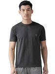 CHKOKKO Men's Solid Regular Fit Sports T-Shirt Dark Grey Size S