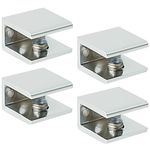 SAYAYO Glass Shelf Brackets, Glass Clamp for 6-12 mm Wood/Glass, Glass Railing Stainless Steel Polished Chrome, 4Pcs