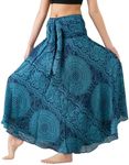 Long Skirts for Women Maxi Boho Skirt Hippie Clothes Bohemian Print (Blossom Blue, 16-20 Plus)